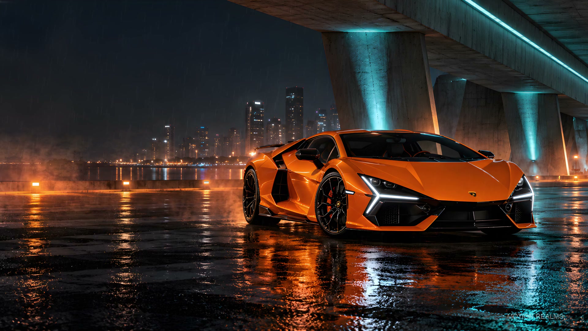 CARS Lamborghini Revuelto bridge live wallpaper
