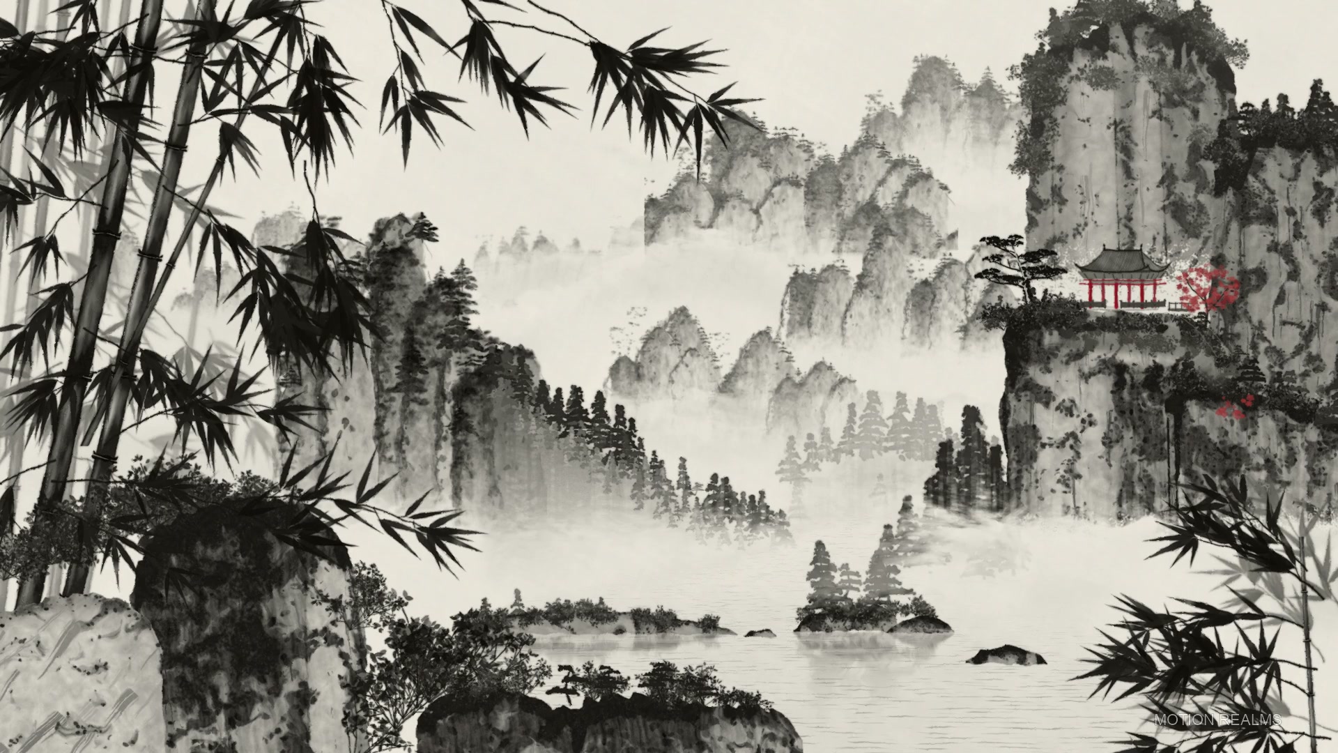 Ink wash Bamboo valley live wallpaper