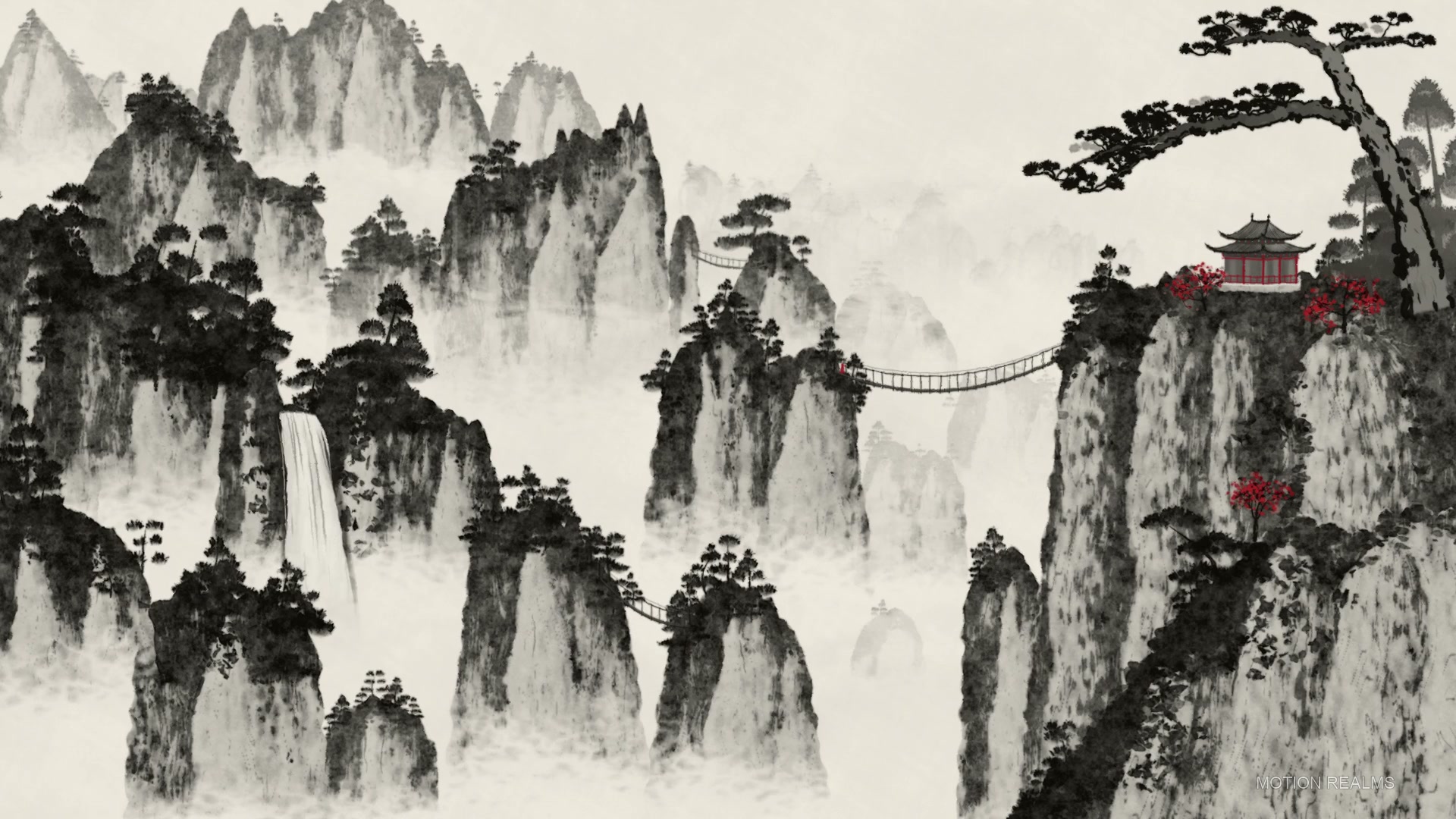 Ink wash Rope bridges live wallpaper