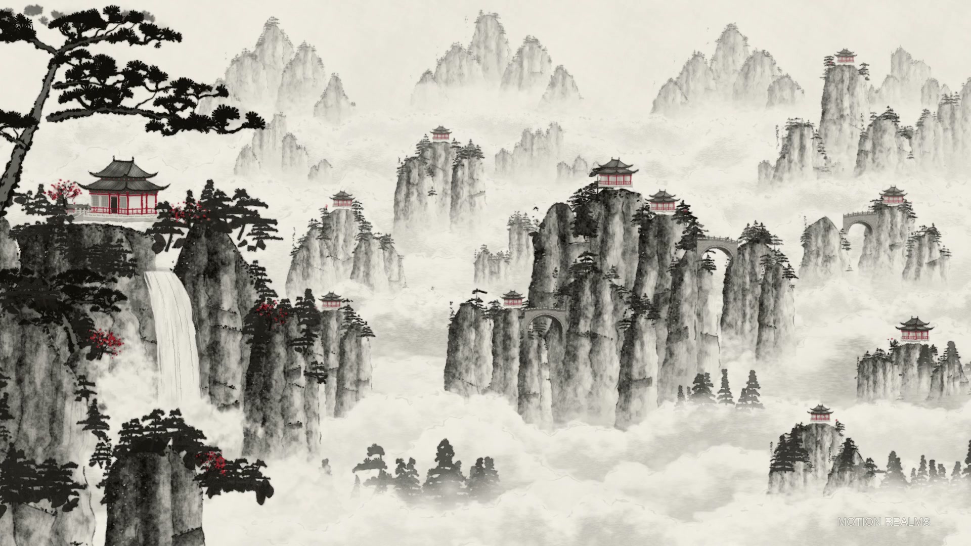 Ink wash Floating peaks live wallpaper