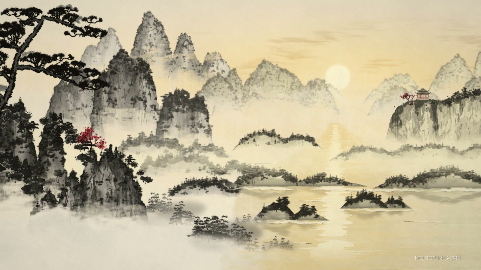 Ink wash Golden river live wallpaper