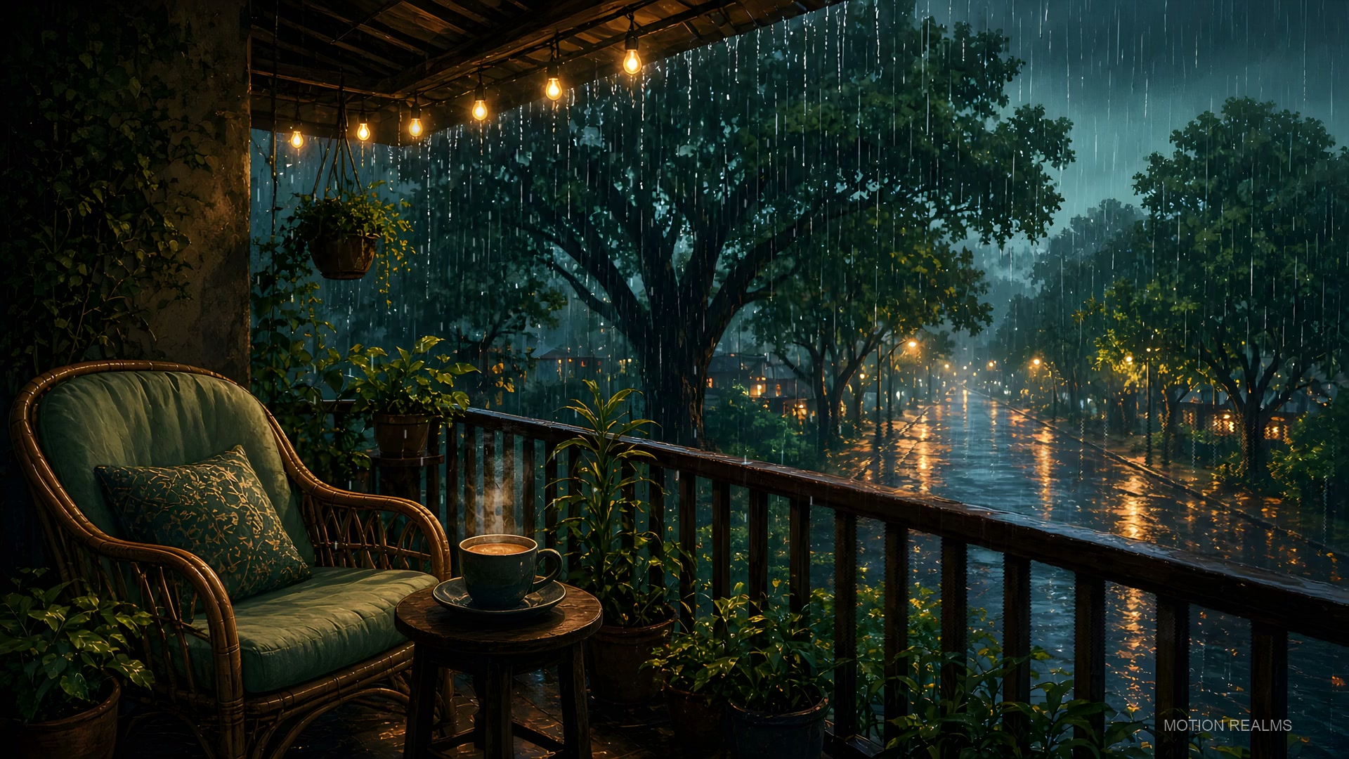 Rain & cozy Monsoon balcony live wallpaper